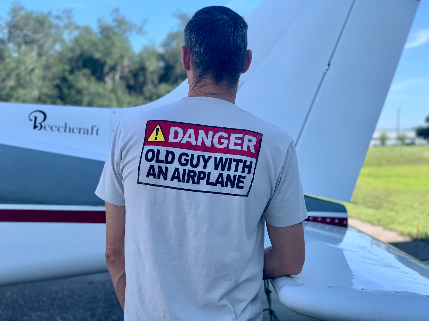 Danger Old Guy with an Airplane Shirt